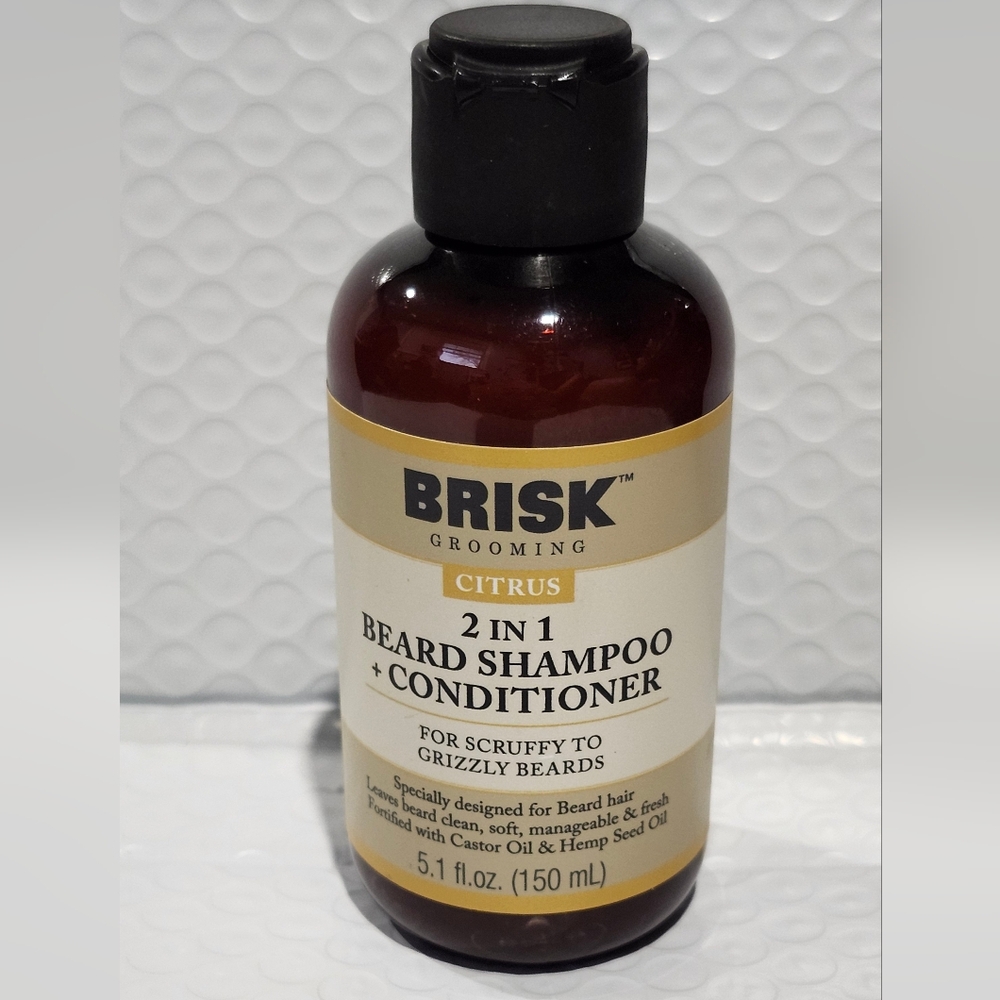 💋5/$25 Brisk Grooming Citrus 2-in-1 Beard Shampoo + Conditioner